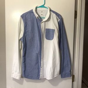 Gap Blue and White Flannel Button Down